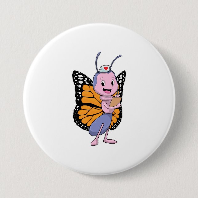 Schmetterling als Krankenschwester Button (Vorderseite)
