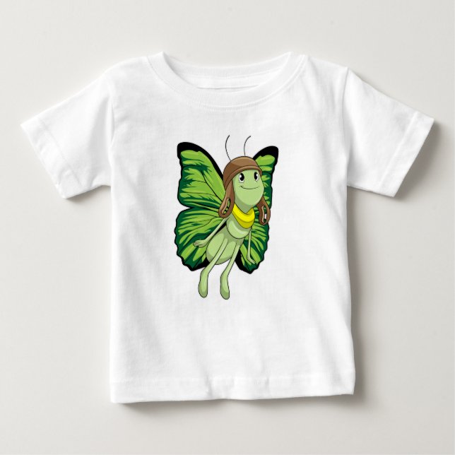 Schmetterling als Pilot mit Pilotenhut Baby T-shirt (Vorderseite)
