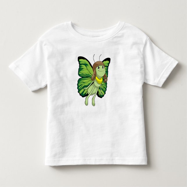Schmetterling als Pilot mit Pilotenhut Kleinkind T-shirt (Vorderseite)