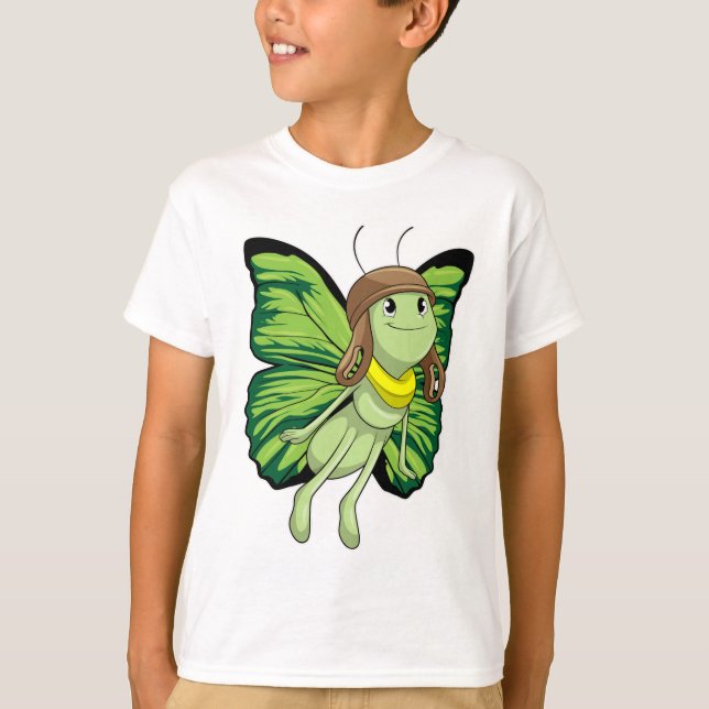 Schmetterling als Pilot mit Pilotenhut T-Shirt (Vorderseite)