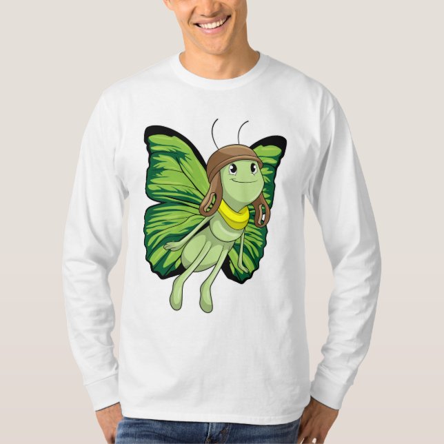 Schmetterling als Pilot mit Pilotenhut T-Shirt (Vorderseite)