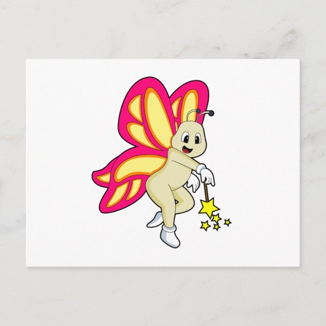 Schmetterling als Zauberer mit Zauberstab Postkarte (Vorderseite)