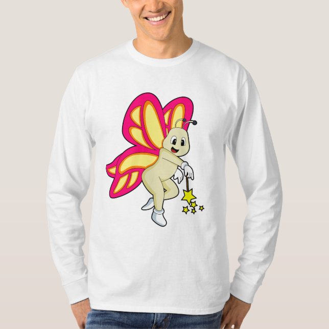 Schmetterling als Zauberer mit Zauberstab T-Shirt (Vorderseite)