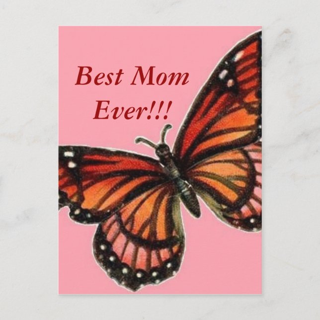 Schmetterling am Pink Happy Mother's Day!! Postkarte (Vorderseite)