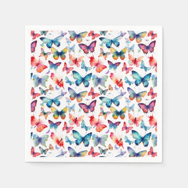 Schmetterling Aquarell Bunt Sommer Muster Serviette (Vorderseite)