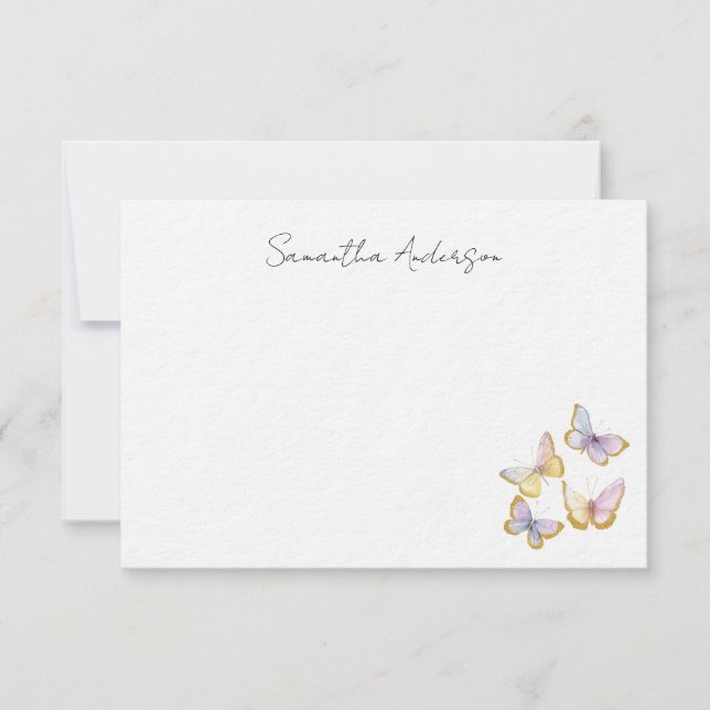 Schmetterling-Aquarell personalisierte Flachnotizk Mitteilungskarte (Vorderseite)