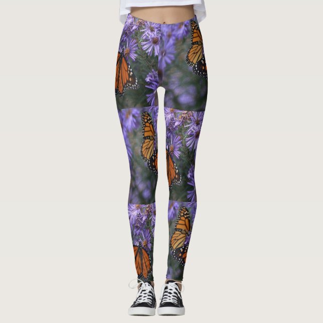 Schmetterling auf Aster Leggings (Vorderseite)
