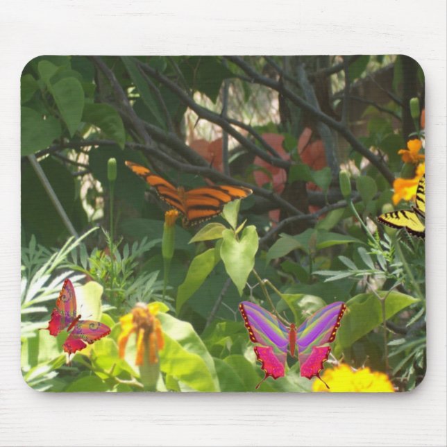 Schmetterling auf Blätter Mousepad (Vorne)