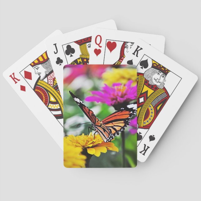 Schmetterling auf Blume #2 Spielkarten (Rückseite)