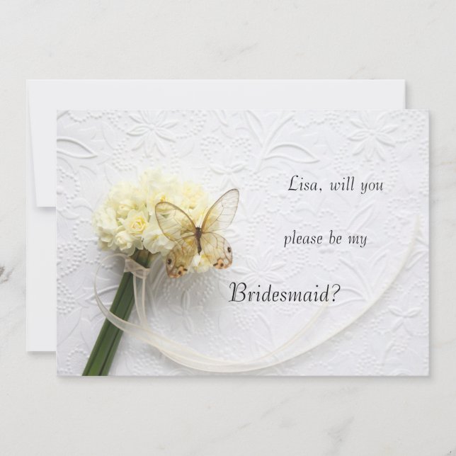 Schmetterling auf Blume Bouquet meine Brautmeister Einladung (Vorderseite)
