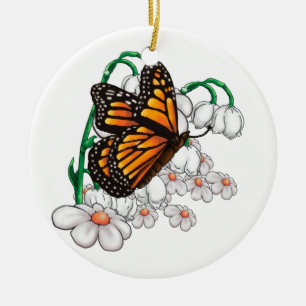 Schmetterling auf Blume Keramik Ornament