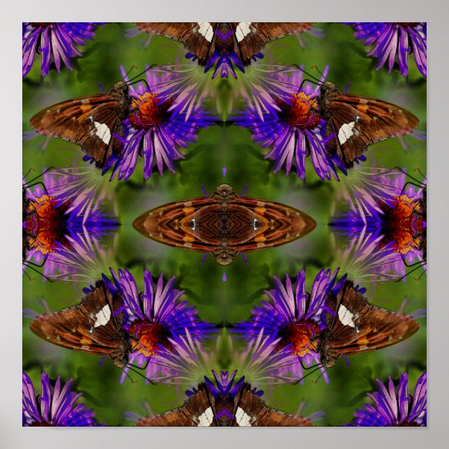 Schmetterling auf Blume Natur Abstrakt Poster (Vorne)