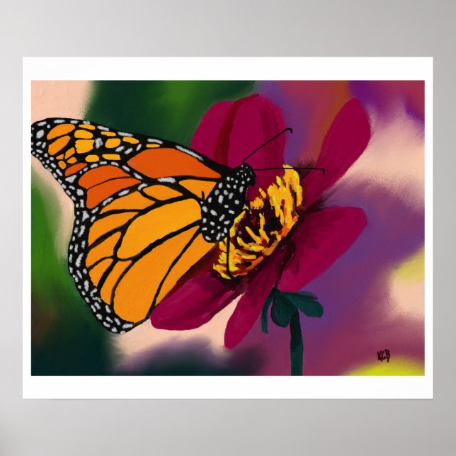 Schmetterling auf Blume Poster (Vorne)