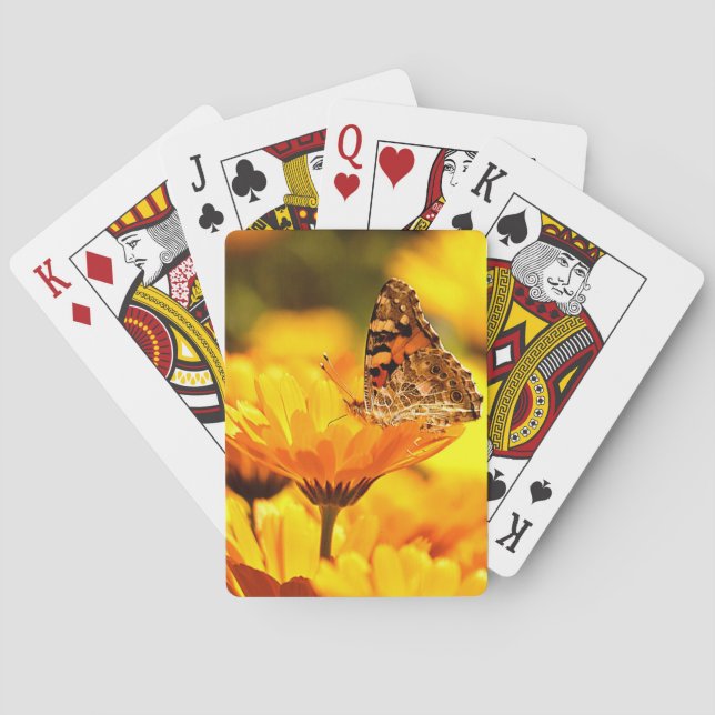 Schmetterling auf Blume Spielkarten (Rückseite)