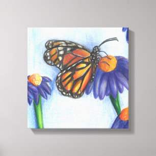 Schmetterling auf Blumen umwickelter Leinwand (30
