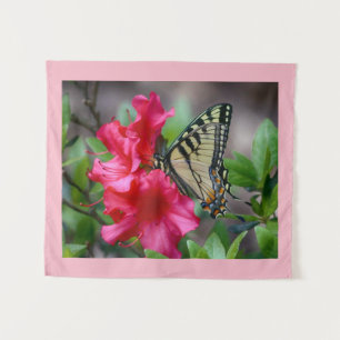 Schmetterling auf Blumen Wandteppich