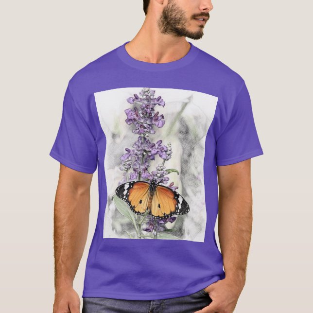 Schmetterling auf Blüte  1  T-Shirt (Vorderseite)