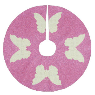Schmetterling auf dem Rosa Glitzer Treppenhaus Polyester Weihnachtsbaumdecke