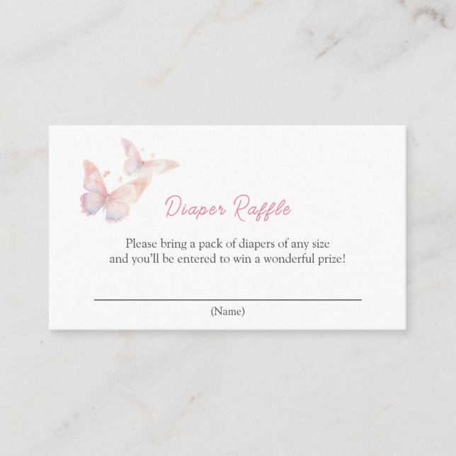 Schmetterling auf dem Weg Babydusche Windeln Raffl Begleitkarte (Vorderseite)