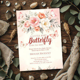 Schmetterling Auf Dem Weg Blush Florale Babyparty Einladung