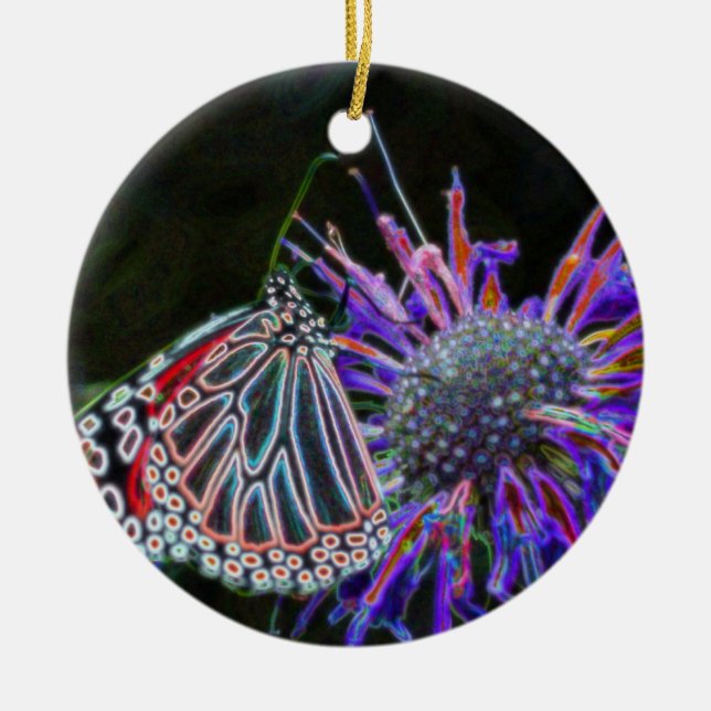 Schmetterling auf der Blume Digitale Kunst Keramikornament (Vorne)