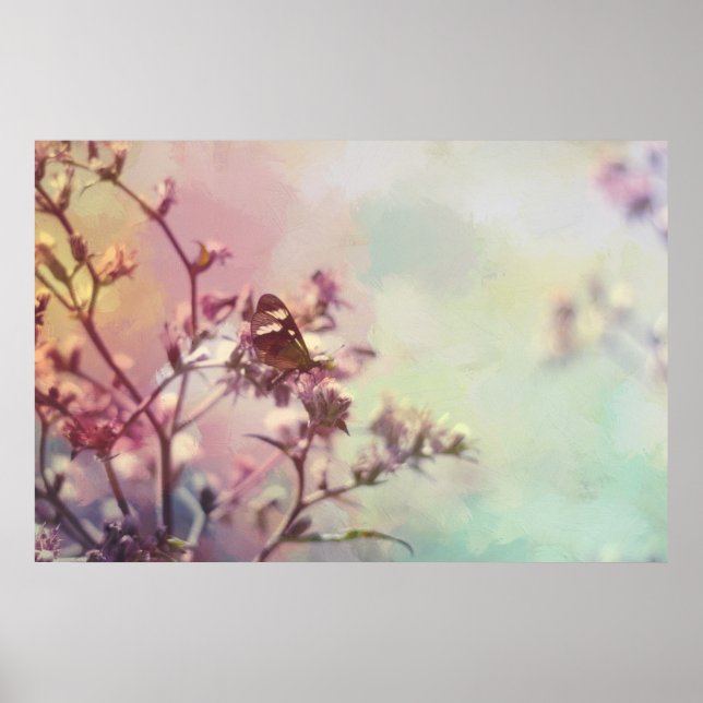 Schmetterling auf der Zweigstelle Blossom Poster (Vorne)