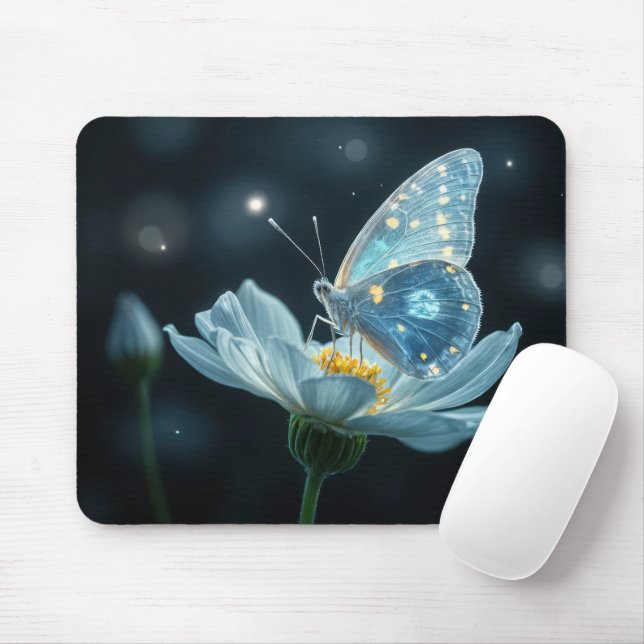Schmetterling auf einer Mondblume Mousepad (Mit Mouse)