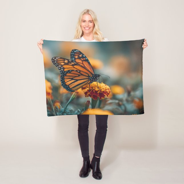 Schmetterling auf einer Ringelblume Fleecedecke (Beispiel)