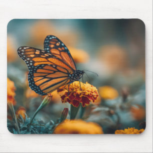Schmetterling auf einer Ringelblume Mousepad