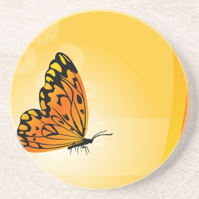 Schmetterling auf Gelb und Orange Untersetzer (Vorne)