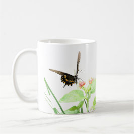 Schmetterling auf Lantana, auf Weiß Kaffeetasse