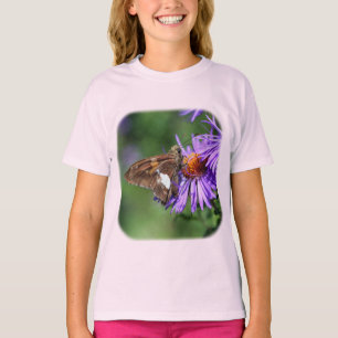 Schmetterling auf Lila Aster-Natur T-Shirt