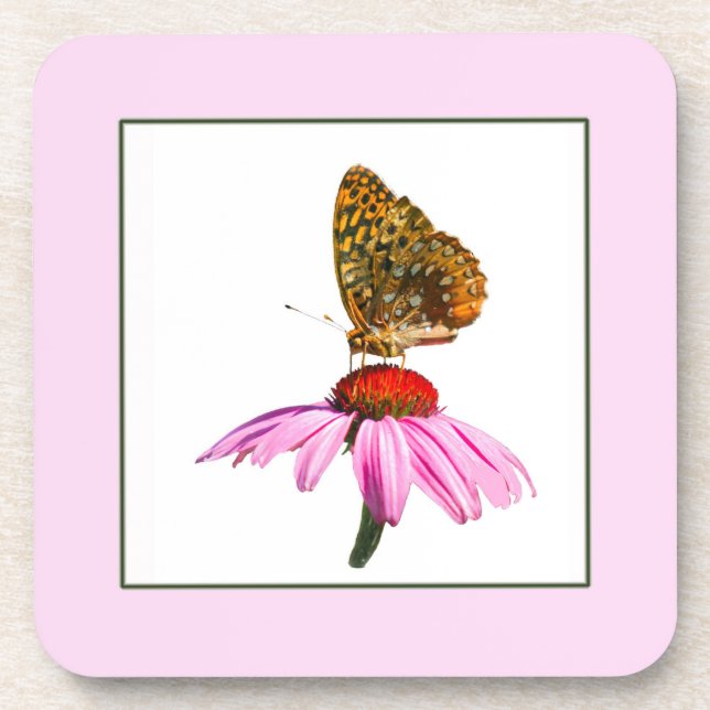 Schmetterling auf Lila Ebene Getränkeuntersetzer (Vorderseite)
