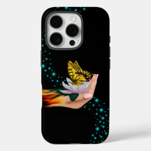 Schmetterling auf Lotus Bloom iPhone 16 Pro Hülle