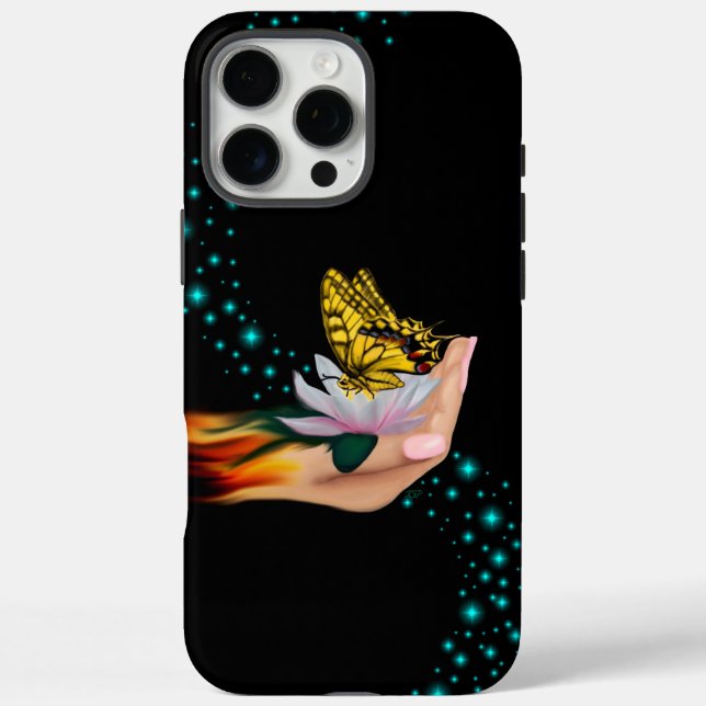 Schmetterling auf Lotus Bloom Case-Mate iPhone Hülle (Rückseite)