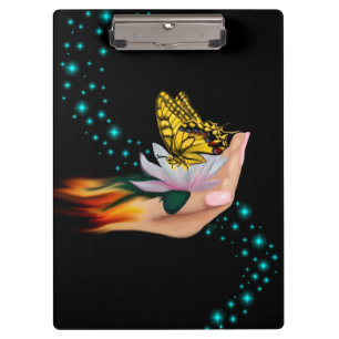 Schmetterling auf Lotus Bloom Klemmbrett