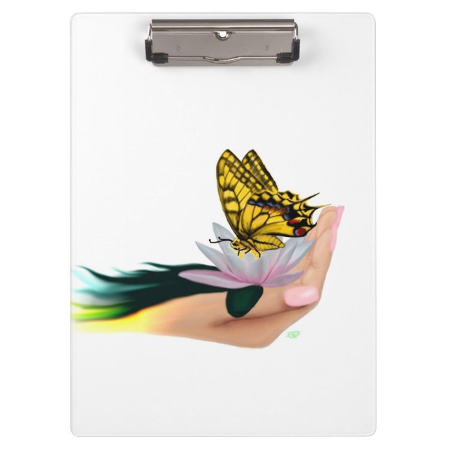 Schmetterling auf Lotus Bloom Klemmbrett (Vorderseite)