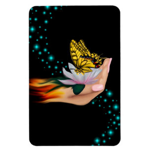 Schmetterling auf Lotus Bloom Magnet