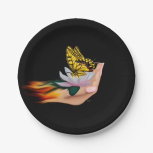 Schmetterling auf Lotus Bloom Pappteller