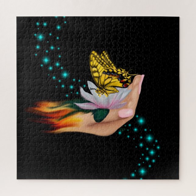 Schmetterling auf Lotus Bloom Puzzle (Vertikal)