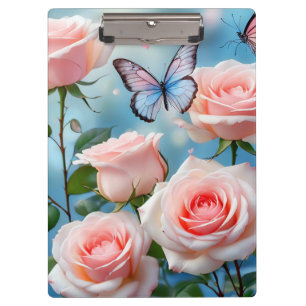 Schmetterling auf rosa Blume Klemmbrett