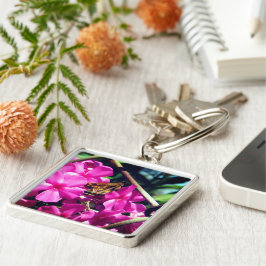 Schmetterling auf rosa Blume | Schlüsselanhänger