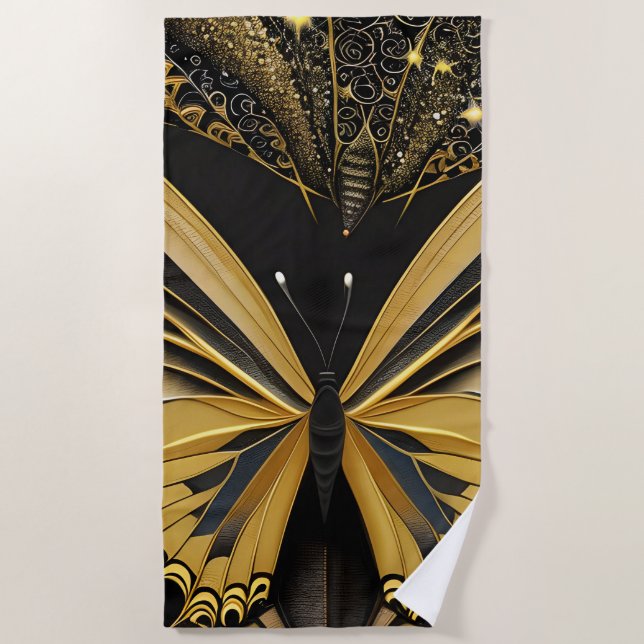 Schmetterling auf schwarz strandtuch (Vorderseite)