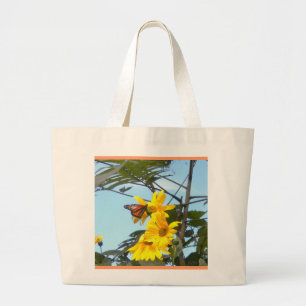 Schmetterling auf Sonnenblumen Tote Tasche