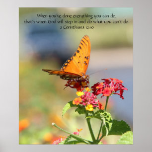 Schmetterling auf Wildblumen, Scripting Verse Poster