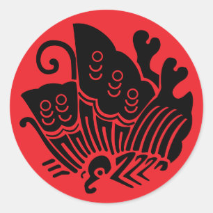 Schmetterling aus japanischem Familienwappen-Frack Runder Aufkleber