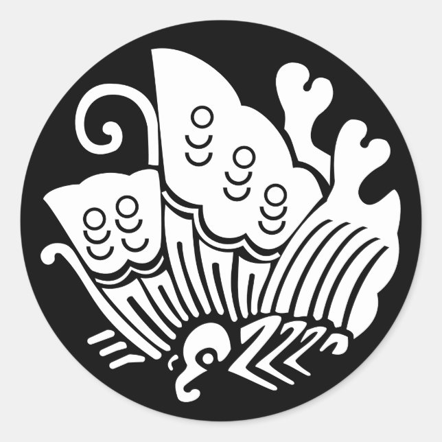 Schmetterling aus japanischem Familienwappen-Frack Runder Aufkleber (Vorderseite)