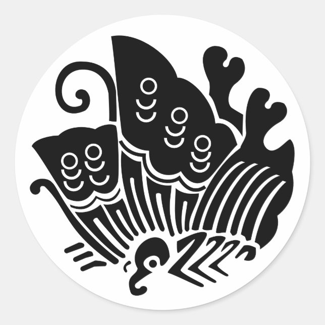 Schmetterling aus japanischem Familienwappen-Frack Runder Aufkleber (Vorderseite)