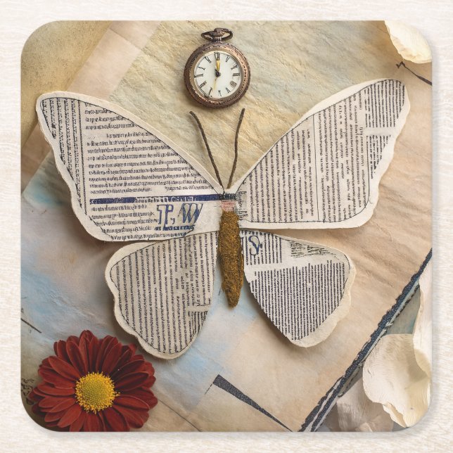 Schmetterling aus Papier Untersetzer (Vorderseite)