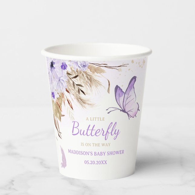Schmetterling-Baby-Party mit Blumenmuster  Pappbecher (Vorderseite)